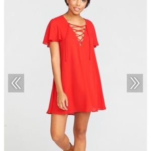 Show Me Your Mumu XS Kylie Lace Up Dress Red